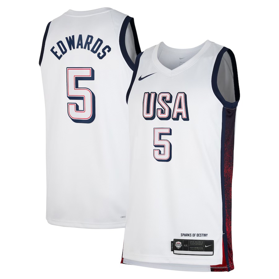 Unisex Men's USA Basketball Anthony Edwards Nike White 2024 Swingman Player Jersey - Jersey