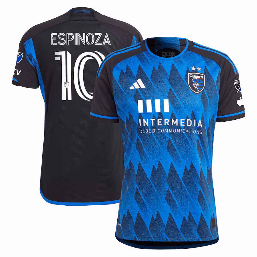 Men's San Jose Earthquakes Cristian Espinoza adidas Blue 2023 Active Fault Jersey Authentic Jersey - Jersey