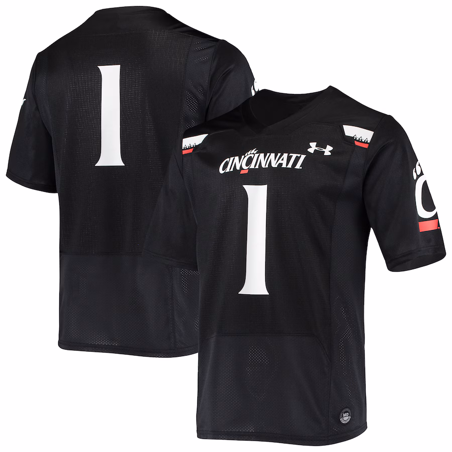 Men's Under Armour #1 Black Cincinnati Bearcats Logo Replica Football Jersey - Jersey