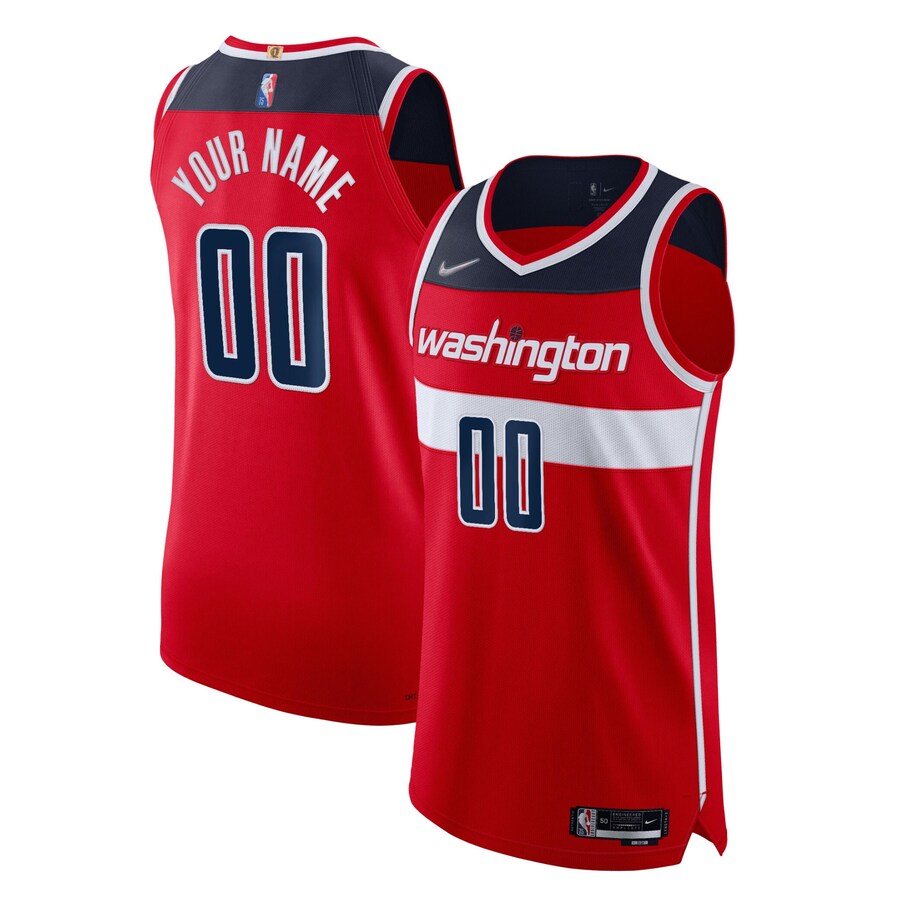 Men's Washington Wizards Nike Red 2021/22 Diamond Authentic Custom Jersey - Icon Edition - Jersey