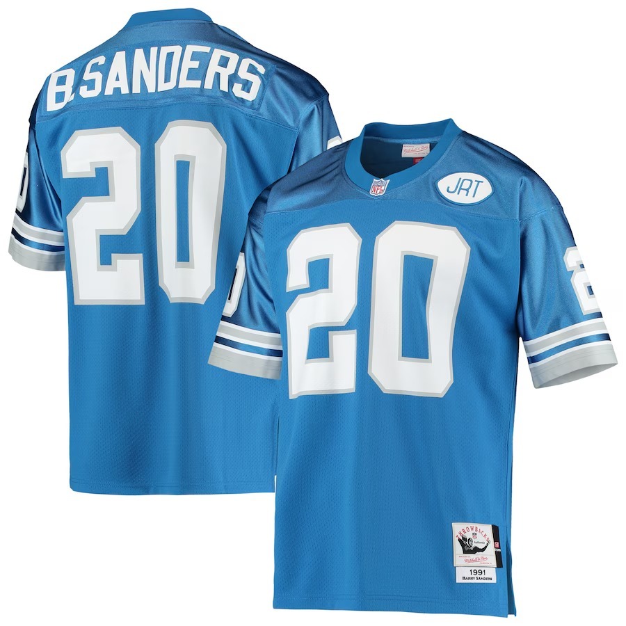 Men's Detroit Lions 1991 Barry Sanders Mitchell & Ness Blue Authentic Throwback Retired Player Jersey - Jersey