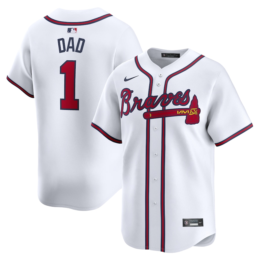 Men's Atlanta Braves Nike White #1 Dad Home Limited Jersey - Jersey