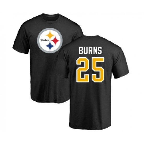 Football Pittsburgh Steelers #25 Artie Burns Black Name & Number Logo T-Shirt - Jersey
