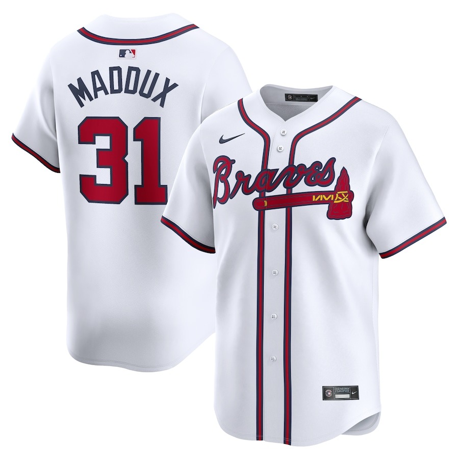 Men's Atlanta Braves Greg Maddux Nike White Home Limited Player Jersey - Jersey