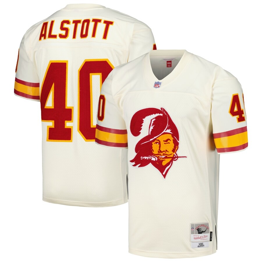 Men's Tampa Bay Buccaneers Mike Alstott Mitchell & Ness Cream Chainstitch Legacy Jersey - Jersey