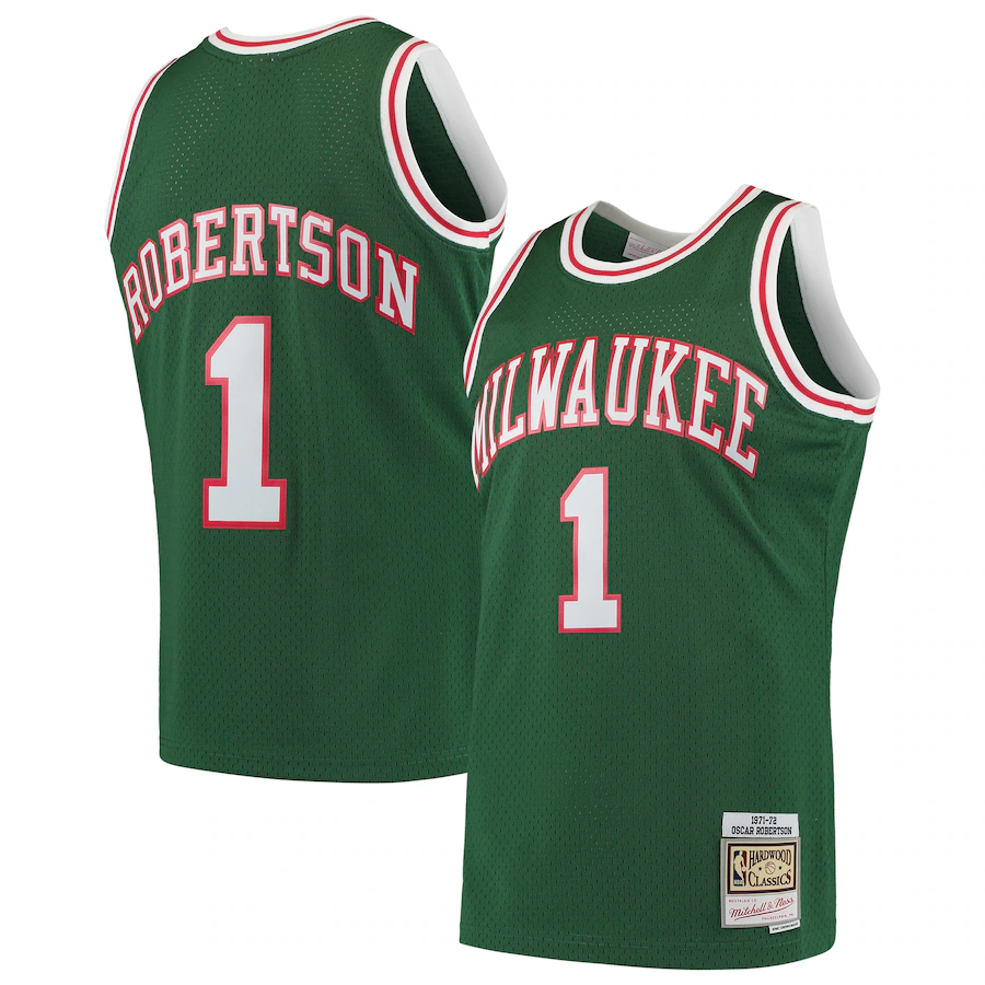 Men's Milwaukee Bucks Oscar Robertson Mitchell & Ness Green 1971/72 Hardwood Classics Swingman Jersey - Jersey