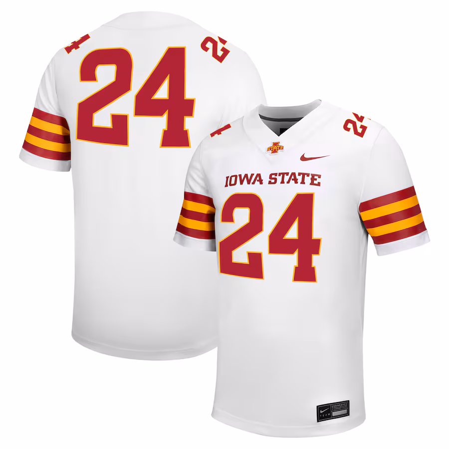 Men's Nike #24 White Iowa State Cyclones Untouchable Football Jersey - Jersey