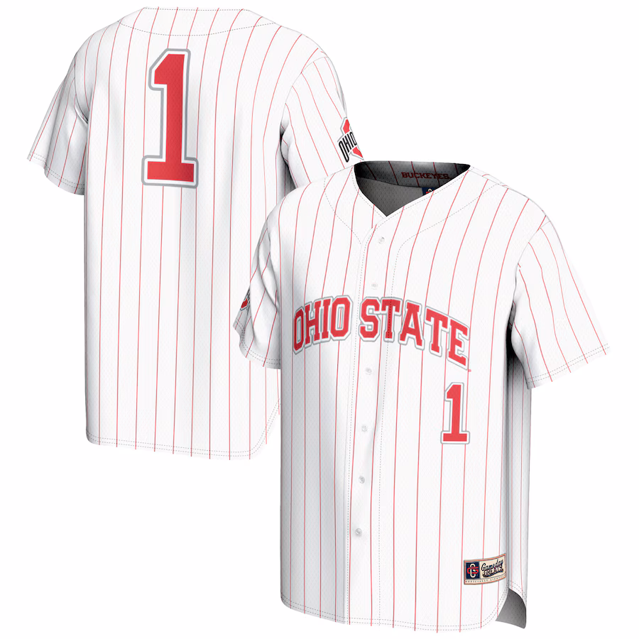 Men's GameDay Greats #1 White Ohio State Buckeyes Lightweight Baseball Jersey - Jersey