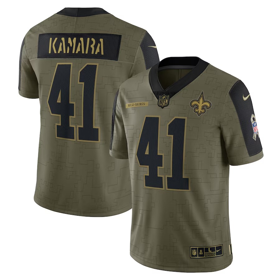 Men's New Orleans Saints Alvin Kamara Nike Olive Salute To Service Limited Player Jersey - Jersey