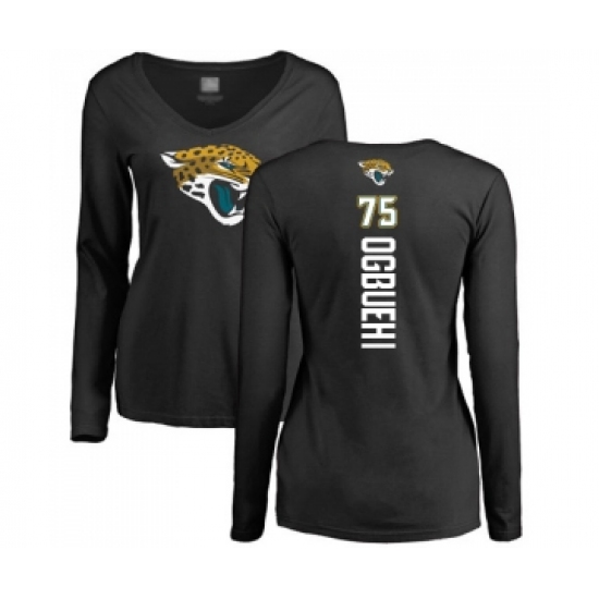 Football Women's Jacksonville Jaguars #75 Cedric Ogbuehi Black Backer Slim Fit Long Sleeve T-Shirt - Jersey