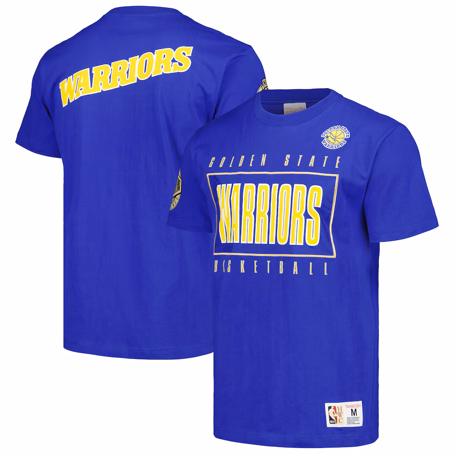 Men's Golden State Warriors Mitchell & Ness Royal Hardwood Classics Team OG 2.0 Premium Vintage Logo T-Shirt - Jersey