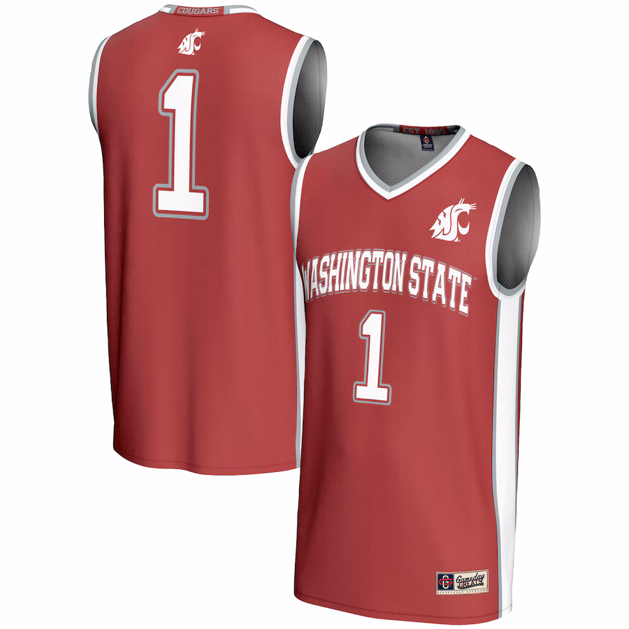 Male GameDay Greats #1  Crimson Washington State Cougars  Lightweight Basketball Jersey - Jersey