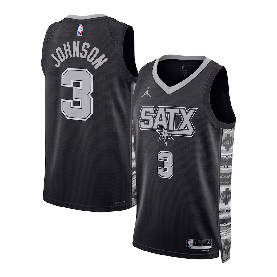 Unisex San Antonio Spurs Keldon Johnson Jordan Brand Black Swingman Jersey - Statement Edition - Jersey