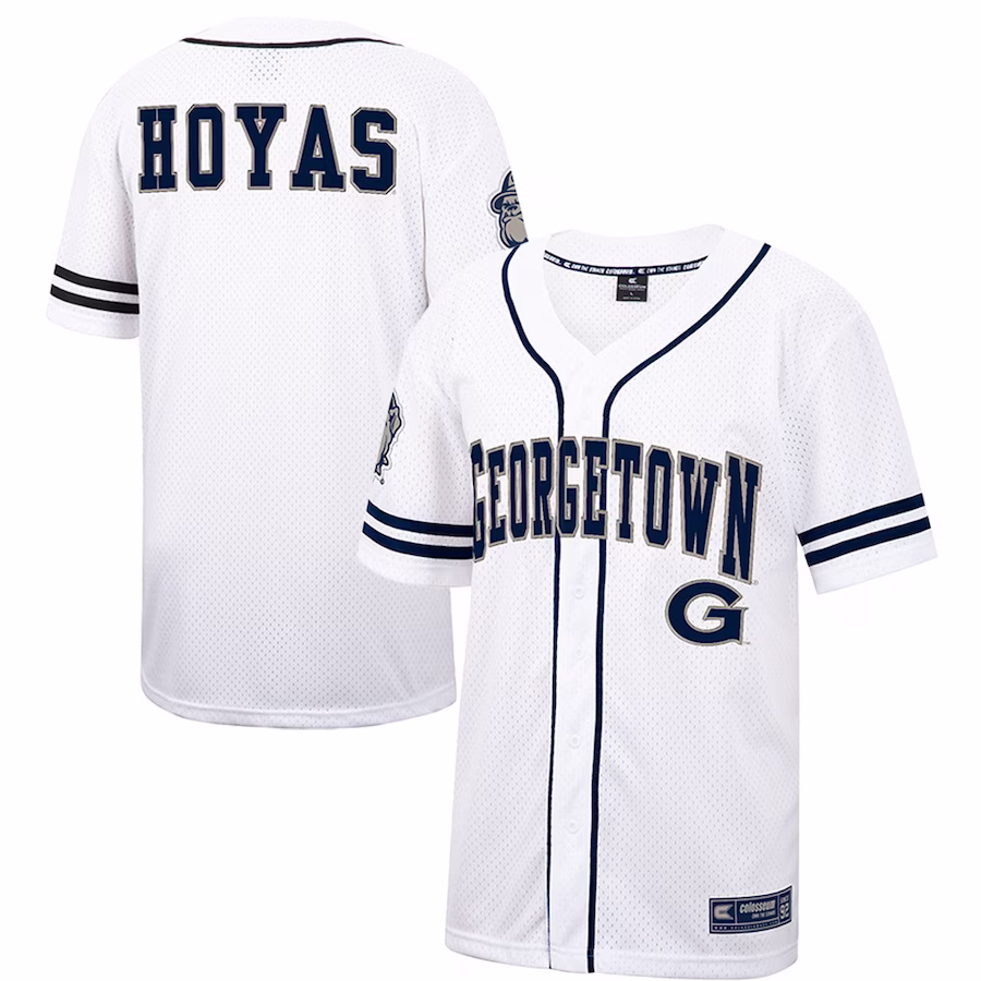 Georgetown Hoyas Colosseum Free Spirited Mesh Button-Up Baseball Jersey - White - Jersey