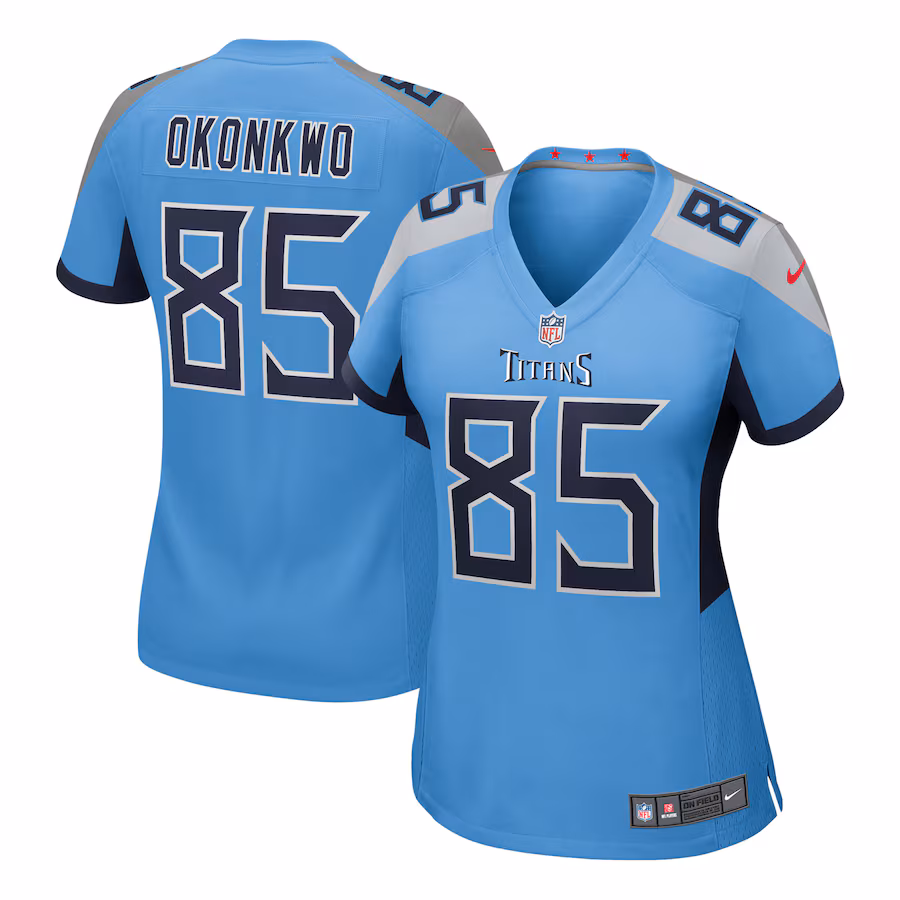 Women's Tennessee Titans Chigoziem Okonkwo Nike Light Blue Team Game Jersey - Jersey