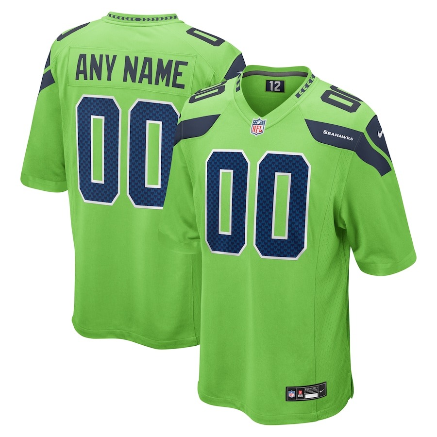Men's Seattle Seahawks Nike Neon Green Alternate Custom Game Jersey - Jersey