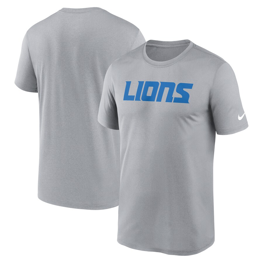 Men's Detroit Lions Nike Heather Gray Primetime Legend Wordmark Performance T-Shirt - Jersey