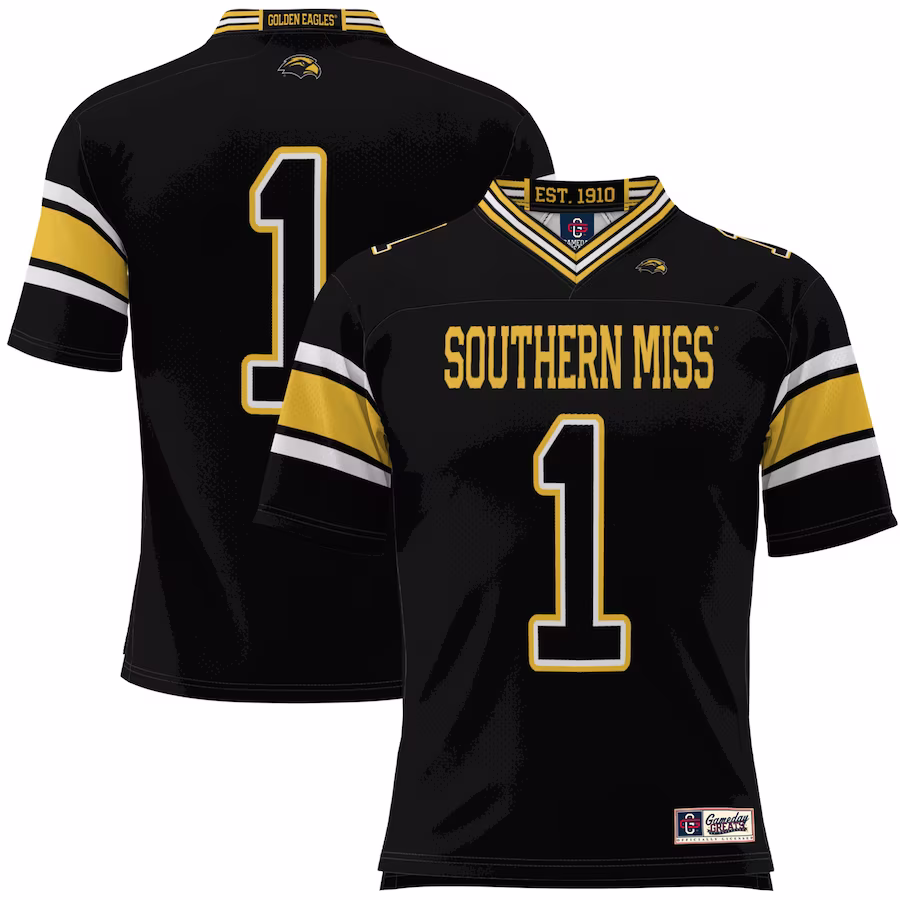 #1 Southern Miss Golden Eagles GameDay Greats Football Jersey - Black - Jersey