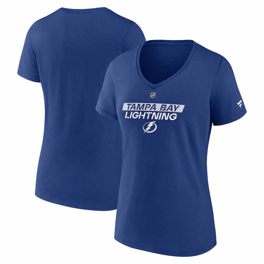 Women's Tampa Bay Lightning Fanatics Blue Authentic Pro Core Primary V-Neck T-Shirt - Jersey