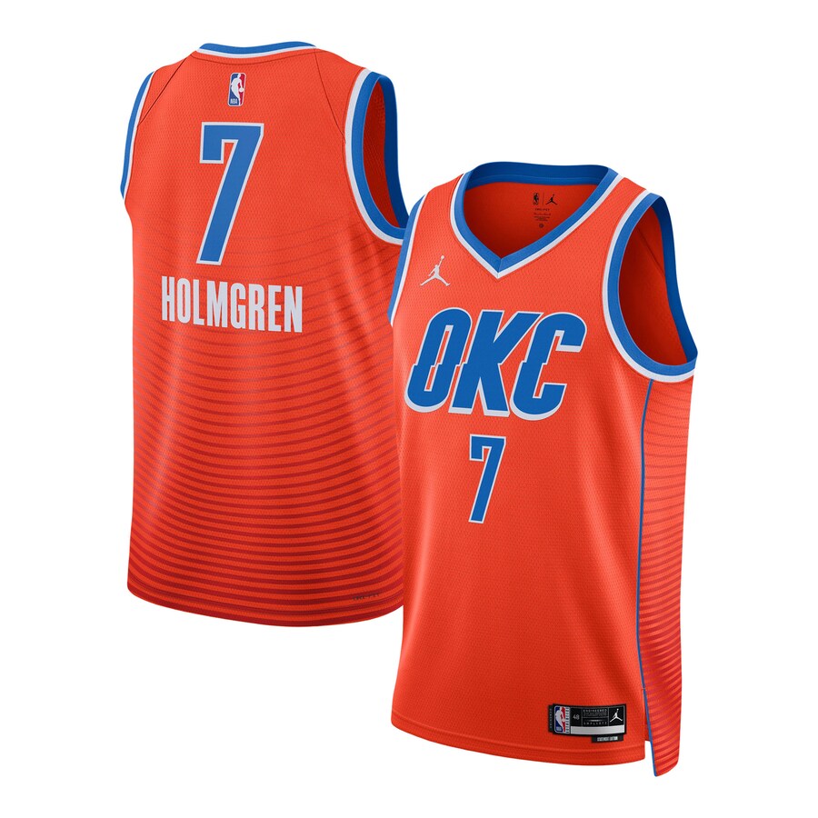 Unisex Oklahoma City Thunder Chet Holmgren Jordan Brand Orange Swingman Jersey - Statement Edition - Jersey