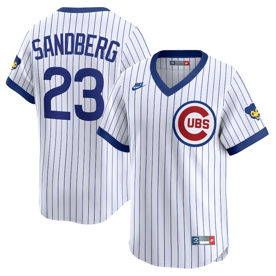 Men's Chicago Cubs Ryne Sandberg Nike White Throwback Cooperstown Collection Limited Jersey - Jersey