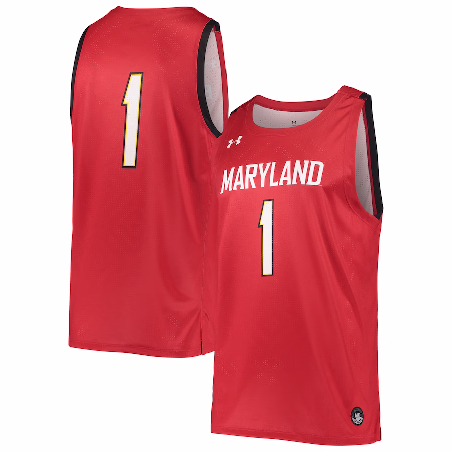 #1 Maryland Terrapins Under Armour College Replica Basketball Jersey - Red - Jersey