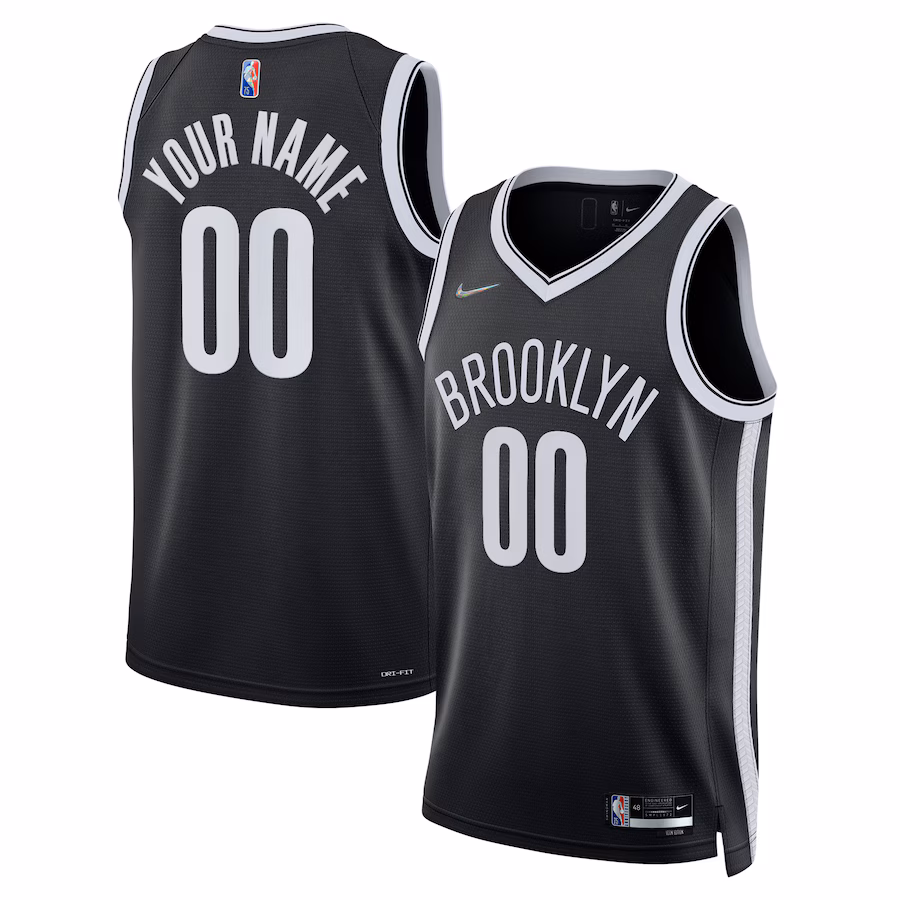 Men's Brooklyn Nets Nike Black 2021/22 Diamond Swingman Custom Jersey - Icon Edition - Jersey