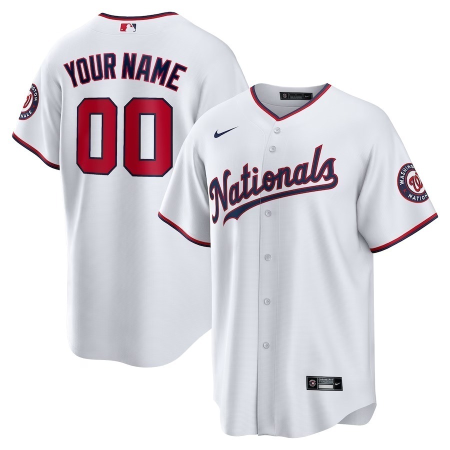 Men's Washington Nationals Nike White Replica Custom Jersey - Jersey