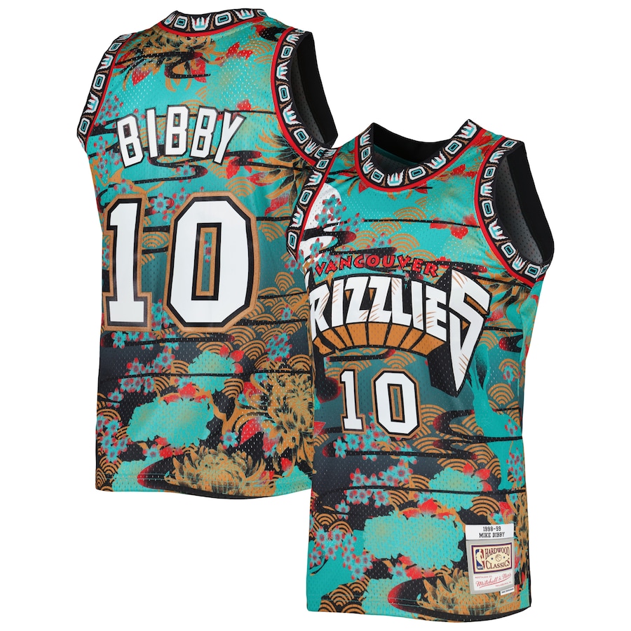Men's Vancouver Grizzlies Mike Bibby Mitchell & Ness Turquoise 1998/99 Hardwood Classics Lunar New Year Swingman Jersey - Jersey