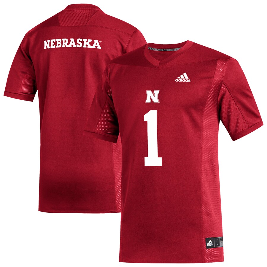 Men's adidas #1 Scarlet Nebraska Huskers Replica Football Jersey - Jersey