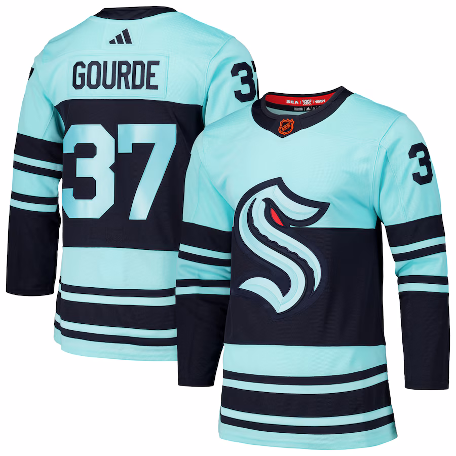 Men's Seattle Kraken Yanni Gourde adidas Light Blue Reverse Retro 2.0 Authentic Player Jersey - Jersey