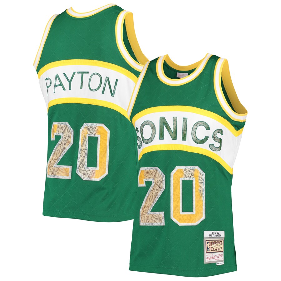 Men's Seattle SuperSonics Gary Payton Mitchell & Ness Green 1994/95 Hardwood Classics NBA 75th Anniversary Diamond Swingman Jersey - Jersey