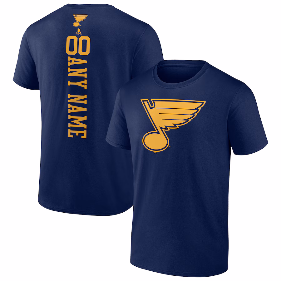 Men's St. Louis Blues Navy Personalized One Color T-Shirt - Jersey