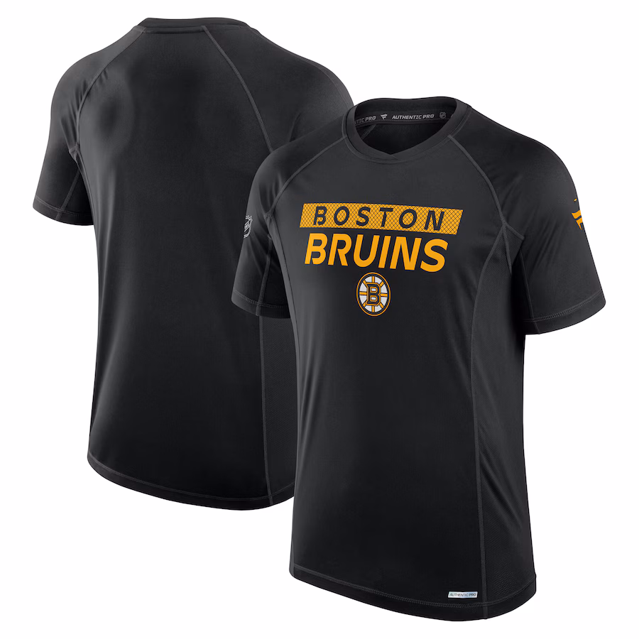 Men's Boston Bruins Fanatics Black Authentic Pro Rink Tech T-Shirt - Jersey