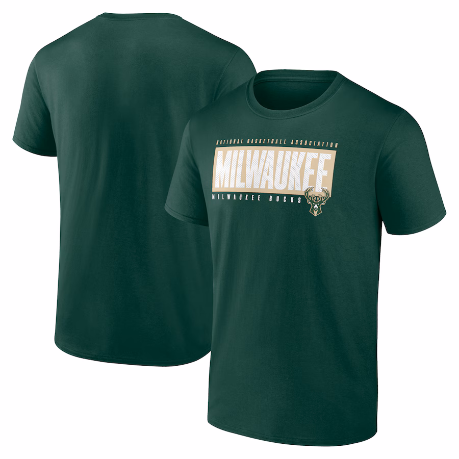 Men's Milwaukee Bucks Fanatics Hunter Green Box Out T-Shirt - Jersey