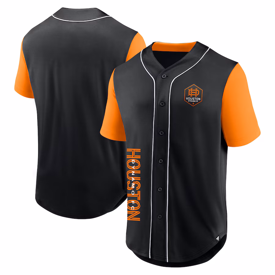 Men's Houston Dynamo FC Fanatics Black Balance Fashion Baseball Jersey - Jersey