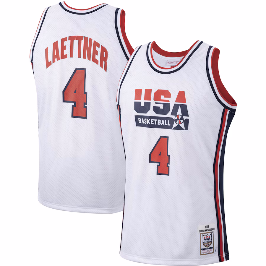 Men's USA Basketball Christian Laettner Mitchell & Ness White 1992 Authentic Jersey - Jersey
