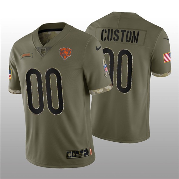 Men's Chicago Bears ACTIVE PLAYER Custom 2022 Olive Salute To Service Limited Stitched Jersey - Jersey