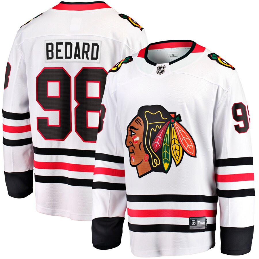 Men's Chicago Blackhawks Connor Bedard Fanatics White Away Premier Breakaway Player Jersey - Jersey