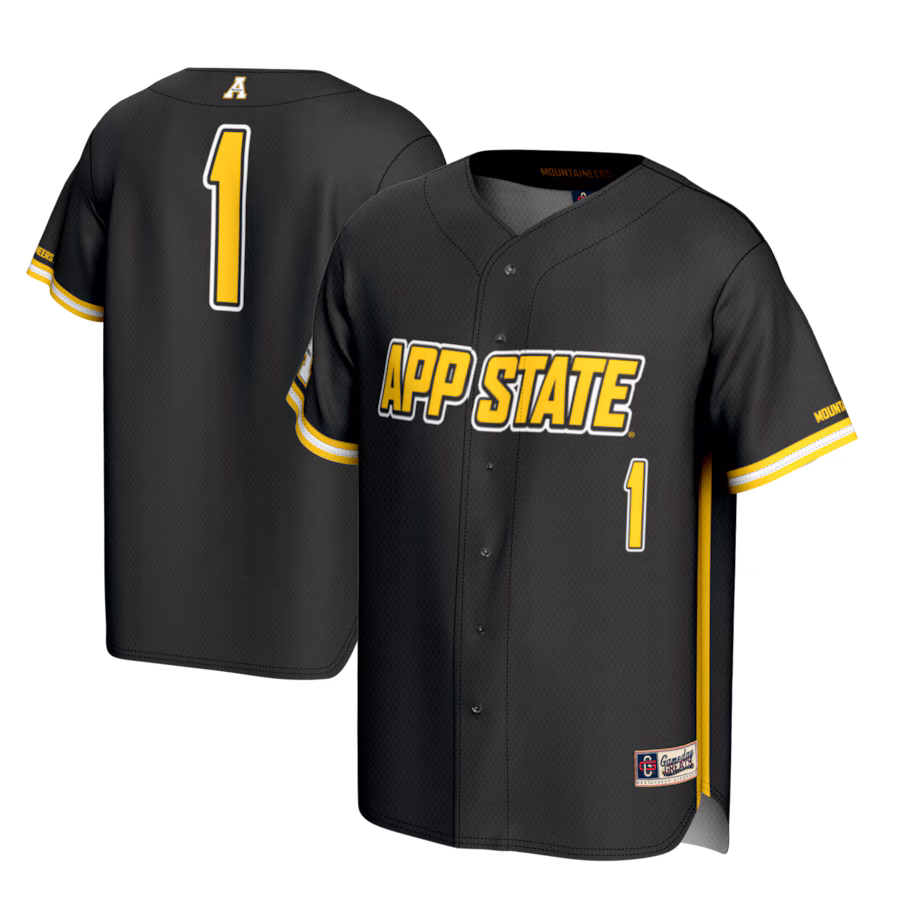 Youth GameDay Greats #1 Black Appalachian State Mountaineers Lightweight Baseball Fashion Jersey - Jersey