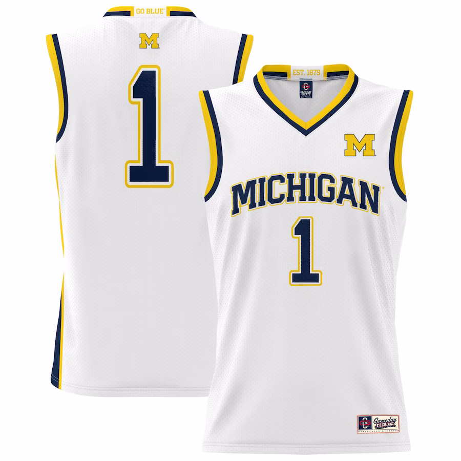 #1 Michigan Wolverines GameDay Greats Unisex Lightweight Basketball Jersey - White - Jersey