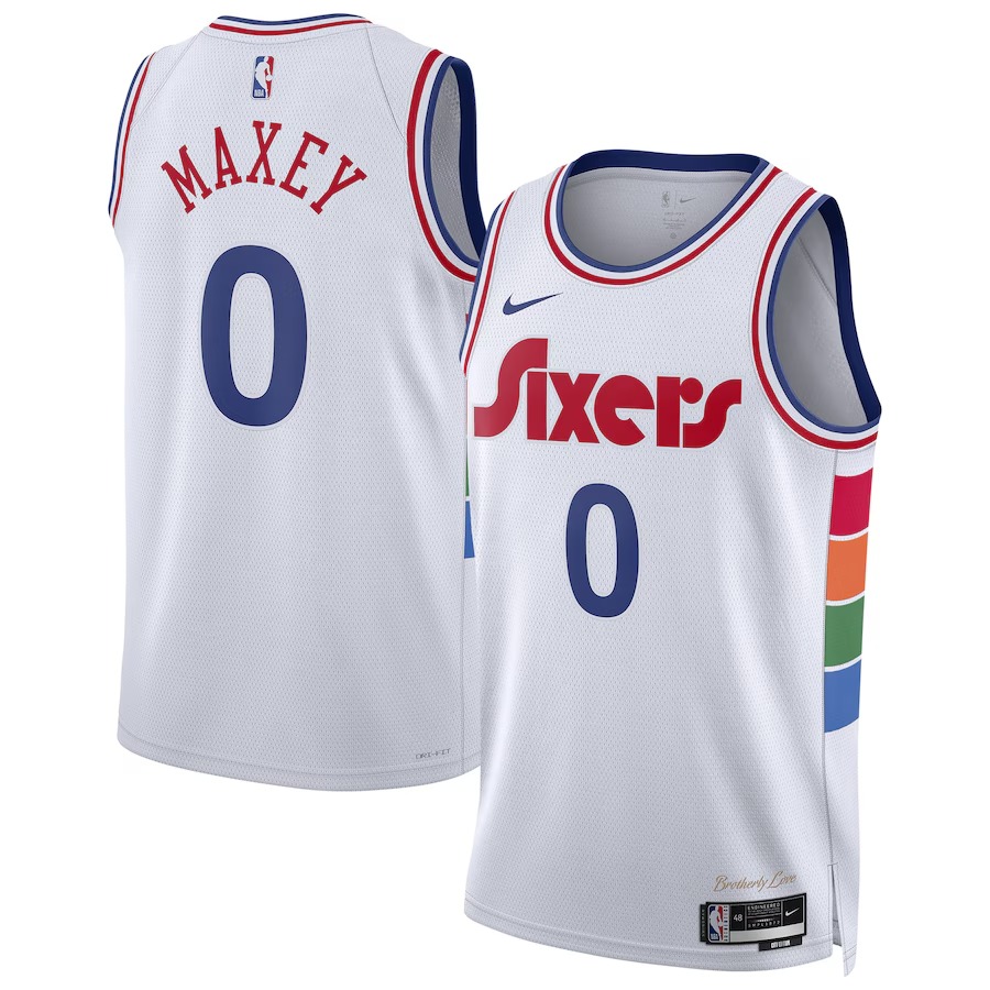 Unisex Philadelphia 76ers Tyrese Maxey Nike White 2024/25 Swingman Player Jersey - City Edition - Jersey