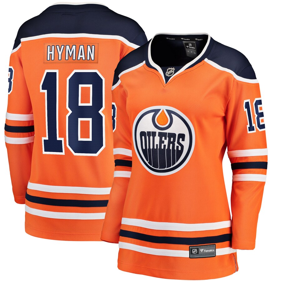 Women's Edmonton Oilers Zach Hyman Fanatics Branded Orange Breakaway Player Jersey - Jersey