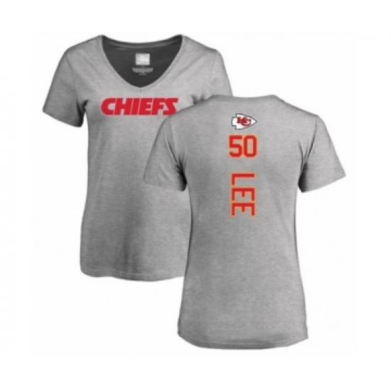 Football Women's Kansas City Chiefs #50 Darron Lee Ash Backer V-Neck T-Shirt - Jersey