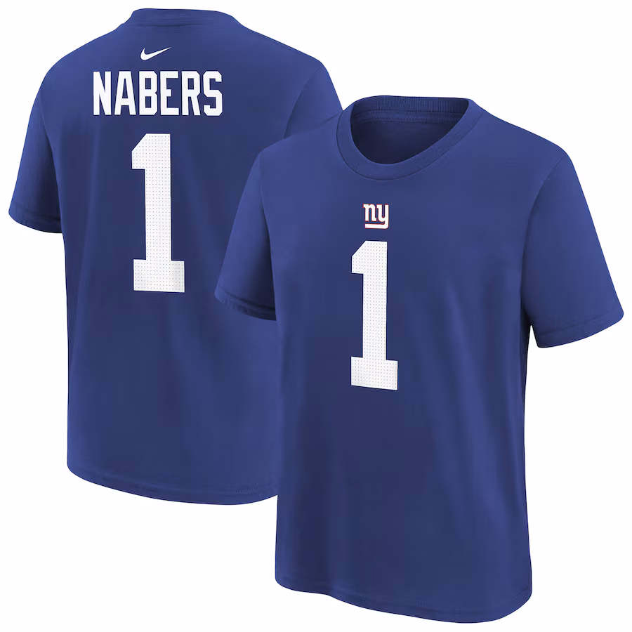 Men's New York Giants Malik Nabers Nike Royal Player Name & Number T-Shirt - Jersey