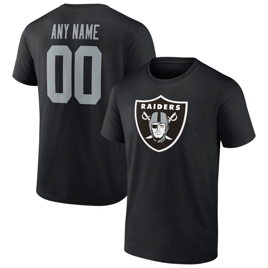 Men's Las Vegas Raiders Black Team Authentic Personalized Name & Number T-Shirt - Jersey