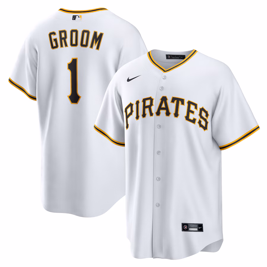 Men's Pittsburgh Pirates Nike White #1 Groom Home Replica Jersey - Jersey