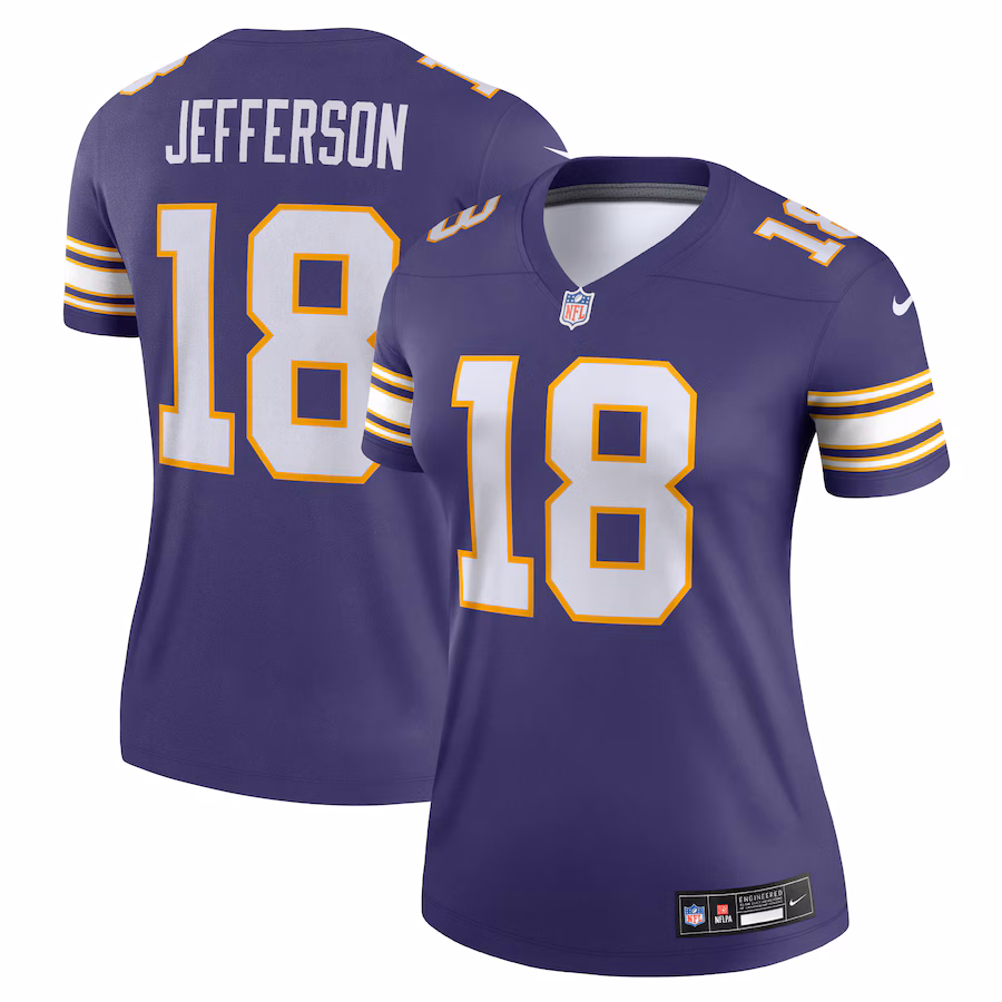 Women's Minnesota Vikings Justin Jefferson Nike Purple Alternate Legend Player Performance Top - Jersey