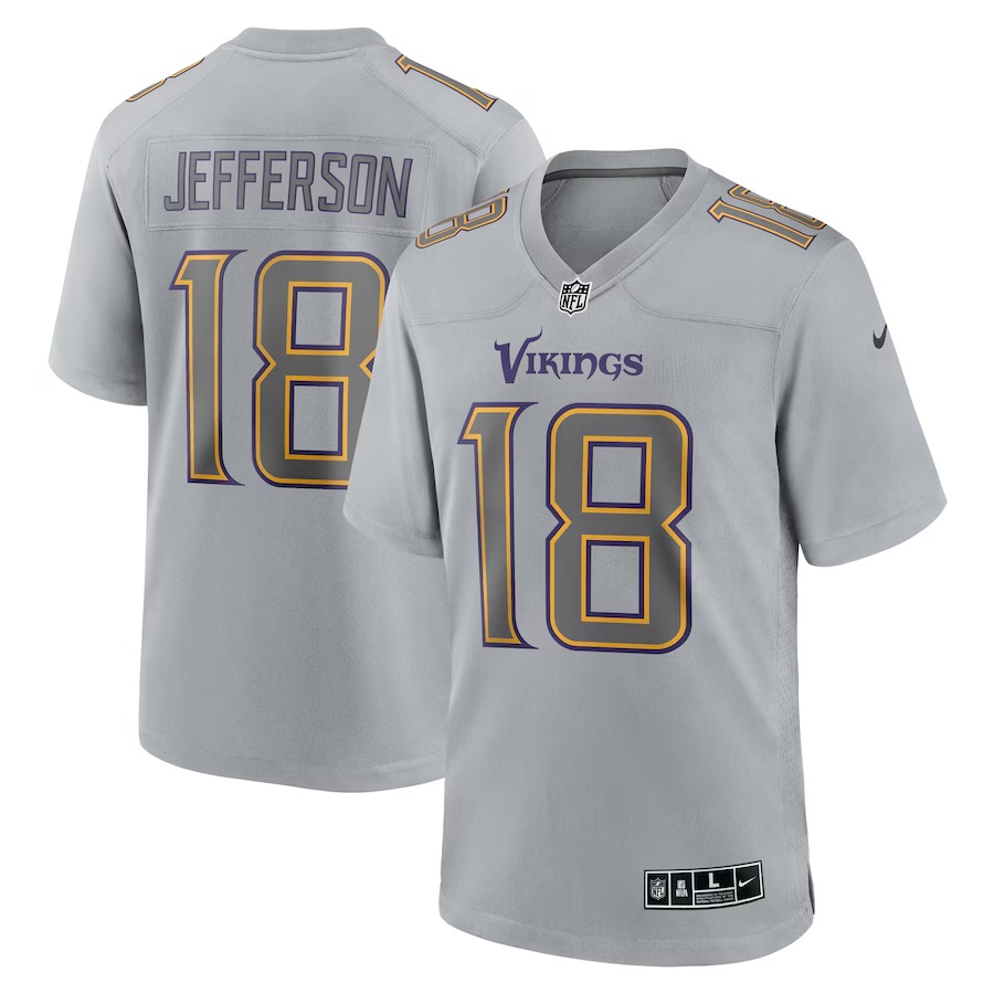 Men's Minnesota Vikings Justin Jefferson Nike Gray Atmosphere Fashion Game Jersey - Jersey