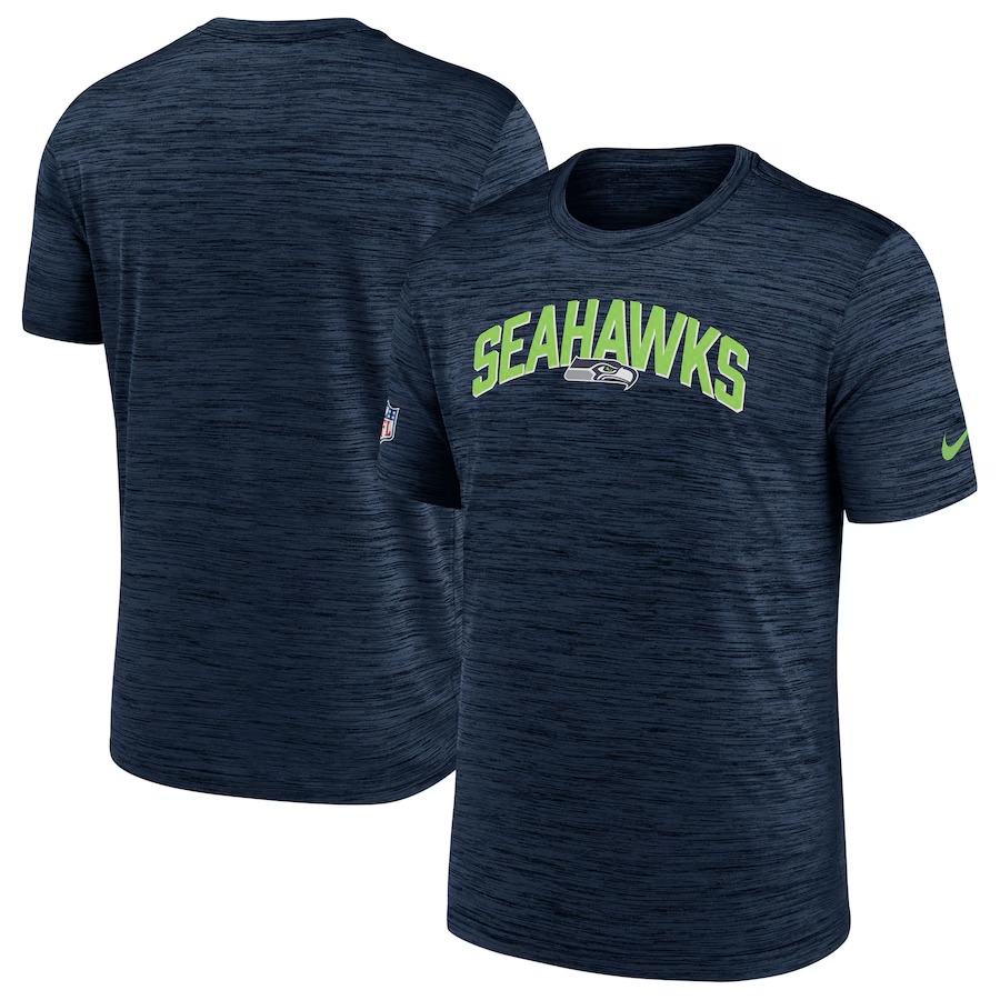 Men's Seattle Seahawks Nike Navy Sideline Velocity Athletic Stack Performance T-Shirt - Jersey